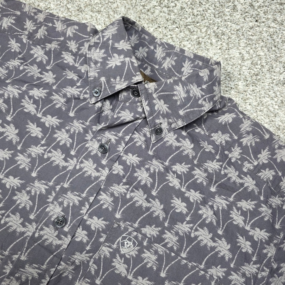 Ariat Men's Short Sleeve Button Up Shirt Palm Tree Print Casual Beach Size S/P
